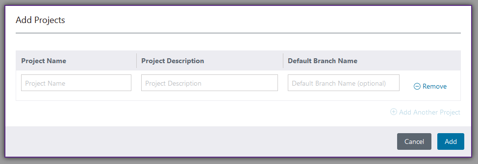 Screenshot of the Add Projects Form.